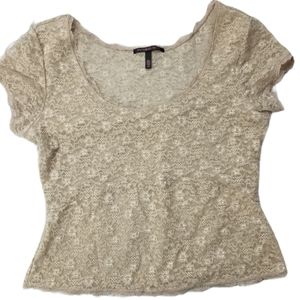 Victoria's Secret Lace Crop Top L Beige Y2K